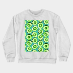 Kiwi slices on turquoise Crewneck Sweatshirt